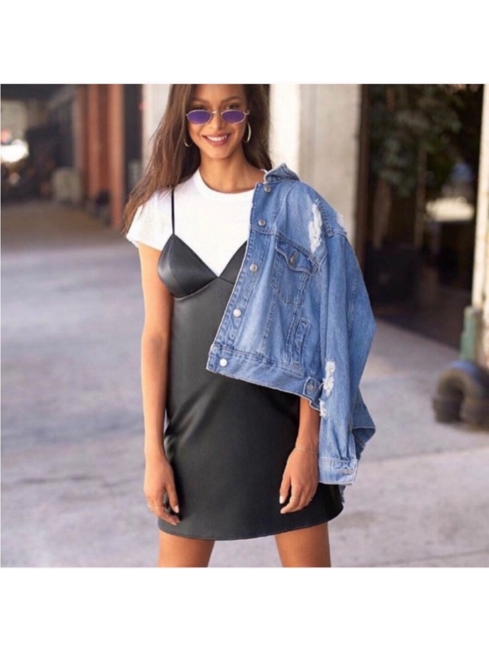 VS Faux Leather Slip Dress Vegan Babydoll XS - Picture 11 of 13